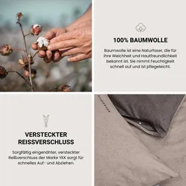 SCHIESSER Doubleface Renforcé taupe/dunkelgrau 155 x 220 cm + 80 x 80 cm