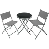 Tectake tectake® Bistro-Set, klappbar, für 2 Personen, UV-beständig, Tisch mit Sicherheitsglasplatte
