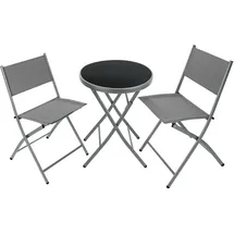 Tectake tectake® Bistro-Set, klappbar, für 2 Personen, UV-beständig, Tisch mit Sicherheitsglasplatte