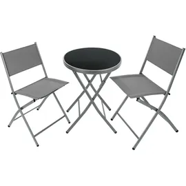 Tectake tectake® Bistro-Set, klappbar, für 2 Personen, UV-beständig, Tisch mit Sicherheitsglasplatte