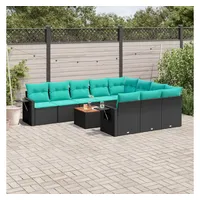 vidaXL Gartensofa-Set 11-tlg. Loungesofa schwarz