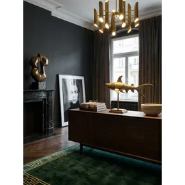 KADIMA DESIGN Dekofigur Hai Aluminium 70 cm mit Sockel, Design Metall in Gold 70x27x49 cm