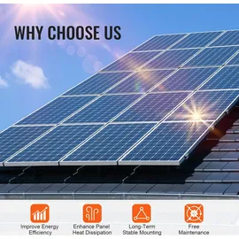 Vevor Solarmodul Halterungen Kit, Solarmodul-Montageset mit 10x 100 mm-Schienen, 4x Endklemmen und 6x leichten Klemmen, Solarmodul-Montagehalterungen für Metalldach, Betondach, Holzdach, Ziegeldach