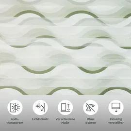 MY HOME Doppelrollo MY HOME "Welle" Gr. 1, grün, B:40cm H:130cm, Polyester, Rollos, Fixmaß, Klemmfix-Duo-Rollo, Doppelrollo "Welle", Klemmträger