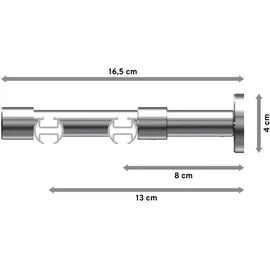 Interdeco GARDINENSTANGE INNENLAUF Prestige Mavell 300 cm (geteilt in 3 x 100 cm), 2-läufig, 20 mm Ø Chrom