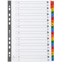 Exacompta Register numerisch bedruckt, weißer Karton 160g/qm, 20 Taben, A-Z, DIN A4