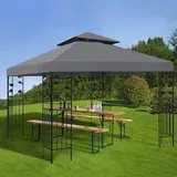 OKYUK Ersatzdach für Pavillon Pavillondach Wasserdicht Doppeldach Schutzhaube Ersatzbezug Dachbezug für Garten Pavillon (3x3M – Grau)