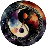 Speecheese Yin und Yang Aquarell Wanduhr Symbol für Balance