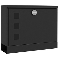 HOMCOM Briefkasten Postkasten mit 2 Schlüssel, Wandbriefkasten mit Zeitungsfach (Postfach, 1-St., Posteingang), Wasserabweisend, 36,5 x 11,5 x 29 cm, Schwarz schwarz