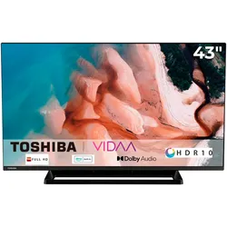 TOSHIBA LED-Fernseher, E (A-G), schwarz, 43, Fernseher