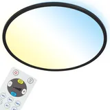 Briloner - LED Deckenlampe flach mit Fernbedienung, indirektes Licht, einstellbar von warmweiß bis kaltweiß, Lampe, Deckenleuchte, Wohnzimmerlampe, LED Panel, Küchenlampe, 42x2,9 cm, Schwarz
