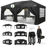 COBIZI Pavillon 3x6 m, Faltpavillon 3x6 wasserdicht stabil Faltzelt Anti-UV Faltbarer Pavillons Outdoor Faltpavillon 3x6m mit 6 Seitenwänden für Garten, Party, Hochzeit, Picknick, Markt, Schwarz