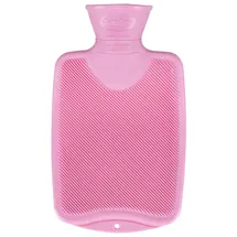 Fashy Wärmflasche ~ Thermoplast- Wärmeflasche Halblamelle, geruchsneutral, recyclingfähig, robust und langlebig, fugenloser, schmaler Flaschenhals ~ 0,8 Liter, rosa