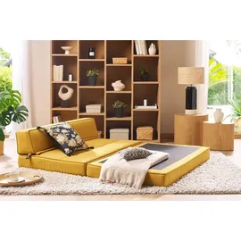 miliboo Schlafcouch Polyester 2-Sitzer Senfgelb