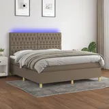vidaXL Boxspringbett mit Matratze & LED Taupe 180x200 cm Stoff