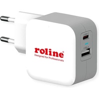 Roline USB Charger mit Euro-Stecker 2 Port (Typ-A QC3.0, USB-C PD) 38W weiß (19.11.1054)