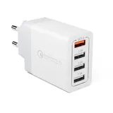 4-Ports USB Ladegerät Ladeadapter mit 33W Intelligent QC 3.0 Schnellladegerät Mehrfach Ladestecker Netzteil für iPhone 15 14 13 12 11 Pro Max XR Xs 8, Samsung Galaxy S21 S20 S10 S9 A15 A34, Handy