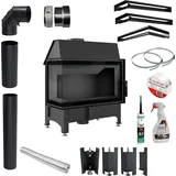 Kamineinsatz KRATKI ZIBI LINKS DECO 11kW SCHWARZ Geschlossenes Türset Ø 180 - Schwarz