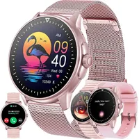 Damen-Smartwatch mit Telefonfunktion, 1,39 Zoll Touchscreen, IP68 wasserdicht, Sport mit Blutdruckmessgerät, SpO2, 123 Sportmodi, Android IOS - Rosa
