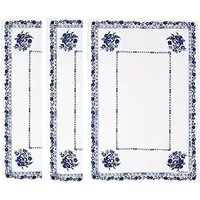 Trendstern Geschirrtücher 3'er Set Baumwolle -Verschiedene Motive- Frösche, Herz, Zwiebelmuster, Marienkäfer, Schafe, Gänse, Cafe - Größe: 45/70 (Zwiebelmuster)