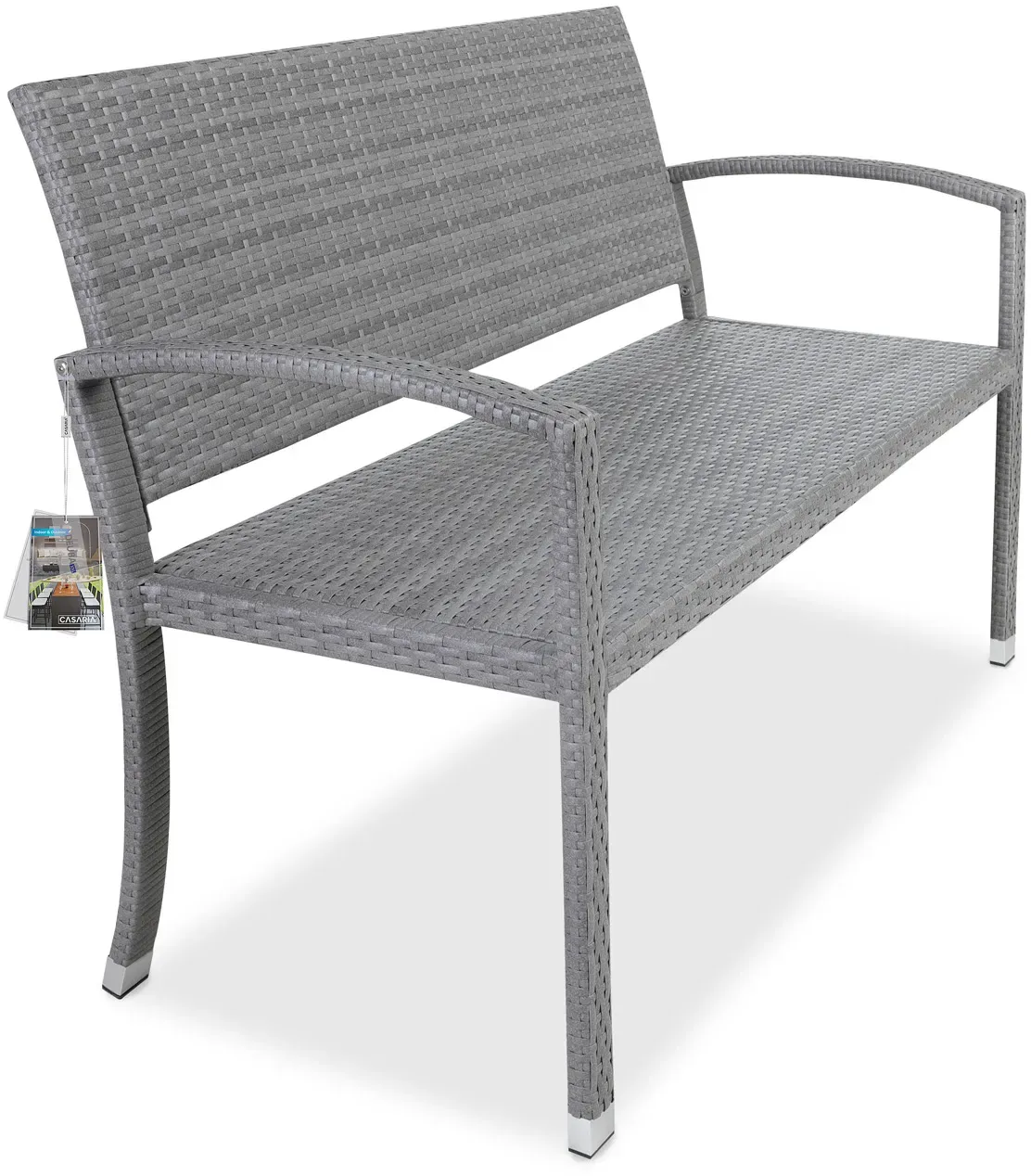 Polyrattan Gartenbank Grau 122x58x87cm