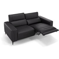 Sofanella 2-Sitzer Leder Teramo, Relaxsofa, Designsofa, Designer Couch, Italienisches Sofa, 2er Sofa schwarz