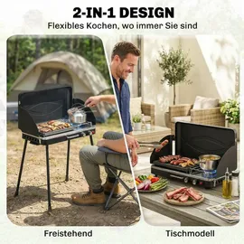 Outsunny Tragbarer Gasgrill 2 Brenner schwarz