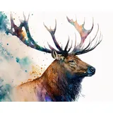 TISHIRON Bull Elk Malen nach Zahlen Erwachsene, Bull Elk Elefanten Malen nach Zahlen, Malen nach Zahlen de Pinsel und Acrylfarbe, 16X20 Inch Flammen Malen nach Zahlen Erwachsene Familie Freunde