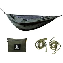 OneTigris KOMPOUND Reisehängematte 1 Person Outdoor Hängematte mit Moskitonetz |MEHRWEG Verpackung 260x130cm(Koyote Braun)