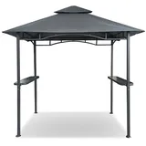 habeig Grillpavillon Grillpavillon Wasserdicht PVC Dach Pavillon 250x150 cm Gartenlaube, 100% wasserdicht grau