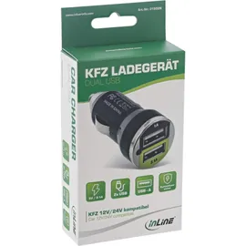 InLine USB KFZ Ladegerät Stromadapter 12/24VDC zu 5V DC/2,1A Mini Schwarz
