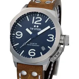 TW STEEL TW-Steel CS102 Canteen Herrenuhr 45mm 10ATM - Silber/Blau/Braun