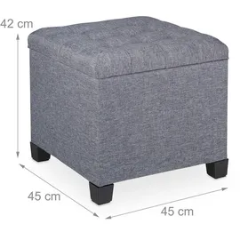 Relaxdays Sitzhocker mit Stauraum 45 x 42 x 45 cm Grau