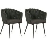 Mendler 2er-Set Aluminium-Gartenstuhl HWC-N38, Outdoor Stuhl Armlehne, Olefin Seilgeflecht