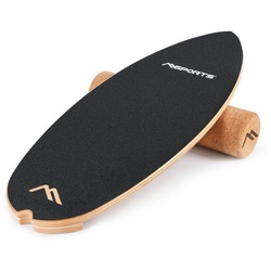 MSports® Balanceboard Surf Balance Board aus Holz/Balance Skateboard inkl. Rolle braun