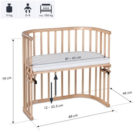 Babybay Original Beistellbett seidenmatt klarlackiert