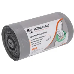 DEISS FIRST PLUS pcr Müllbeutel, 80 Liter, grau, Hochwertiger & nachhaltigerer Müllbeutel mit 80% Rezyklatanteil, 630 x 850 mm, 1 Rolle = 50 Beutel