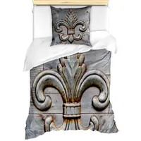 ABAKUHAUS Fleur De Lis Bettbezug Set für Einzelbetten, Altes