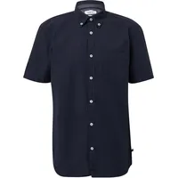 s.Oliver Regular Fit: Kurzarmhemd mit Struktur-Streifen und Button-Down-Kragen - blau - XL