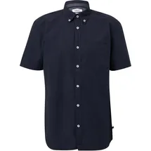 s.Oliver Regular Fit: Kurzarmhemd mit Struktur-Streifen und Button-Down-Kragen - blau - XL