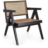 Natur24 Esszimmerstuhl Galia Sessel 61 x 68,5 x 74 cm Teak Rattan Schwarz schwarz