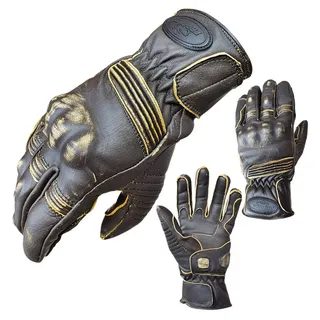 PROANTI Motorradhandschuhe Touring Leder Motorrad Chopper Vintage Leder Handschuhe braun XXL