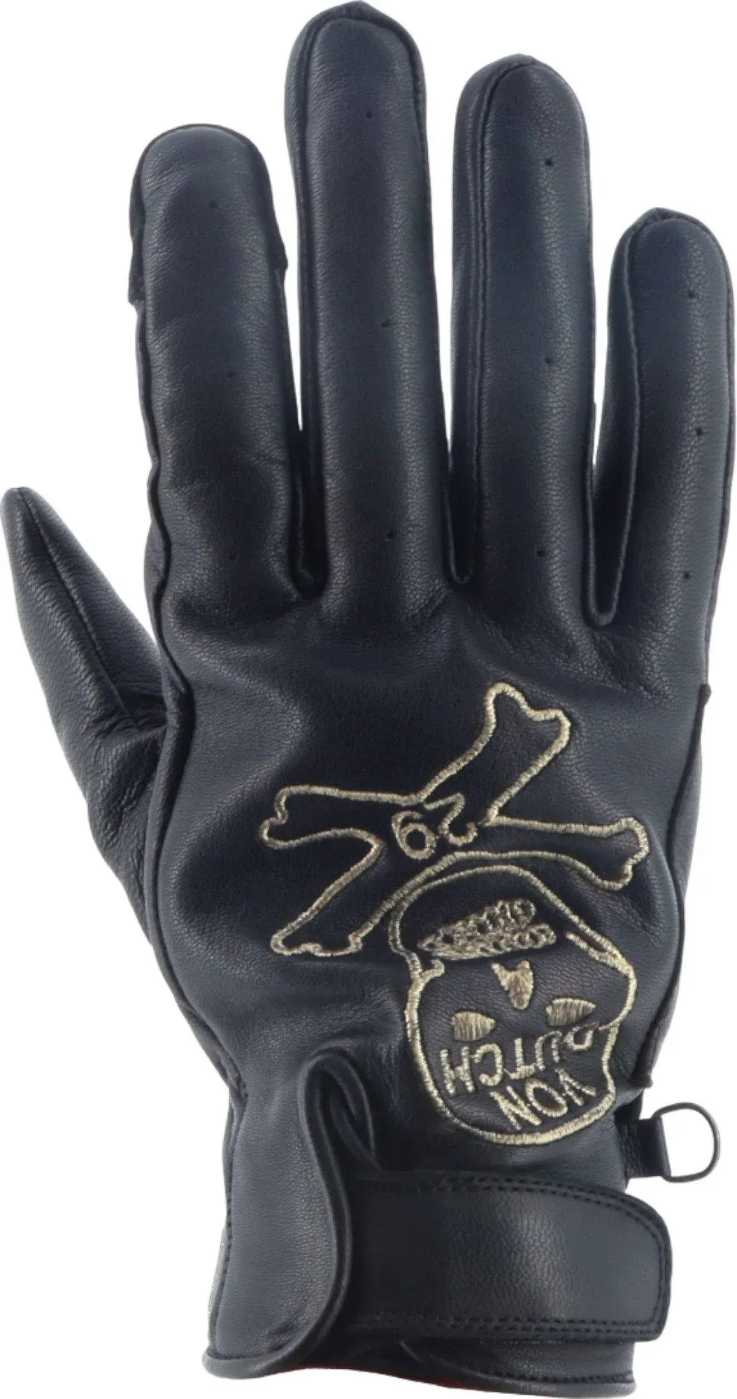 Von Dutch X Helstons Bones geperforeerde motorhandschoenen, zwart, 4XL Voorman
