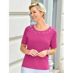 Kurzarmshirt CASUAL LOOKS "Shirt", Damen, Gr. 38, pink (fuchsia), 100% Baumwolle, unifarben, Rundhals, Kurzarm, Shirts
