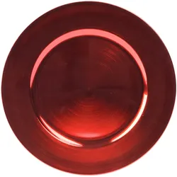 Dekoteller 33cm Kunststoff glänzend Platzteller Tischdeko Unterteller Weihnachten Hochzeit Jubiläum Weihnachtsteller Weihnachtsdeko Rot metallic
