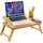 Relaxdays Laptop-Ständer, für 11,6-17,3 Zoll, höhenverstellbarer Laptophalter, Getränkehalter, Schublade, Bambus, Natur