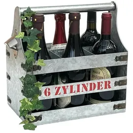 DanDiBo Ambiente Weinträger Metall mit Öffner Flaschenträger 6 Zylinder V6 96402 Flaschenträger Flaschenöffner Flaschenkorb Weinflaschenträger
