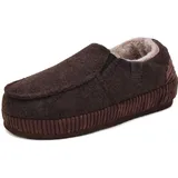 ONCAI Hauschuhe Herren Pantoffeln Wärme Streifen Baumwolle-mischung Slipper Komfort Yoga-Matte Filz geschlossene Slippers Cord Indoor Outdoor rutschfester Gummisohle Filz Dunkel Braun Größe 47 - 47 EU