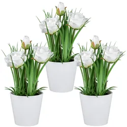 Kunstpflanze CREATIV GREEN "Rose", weiß, H:22cm, Kunststoff, Kunstpflanzen, mit Blüten und Knospen