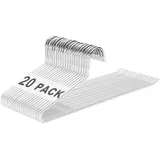 devesanter Hosenbügel-Set, offenes Ende, langlebig, rostfrei, verchromt, Metall, Hosenbügel, rutschfeste Beschichtung, platzsparend, einfach zu bedienen, Kleiderbügel für Hosen, Jeans, Slacks, Weiß,